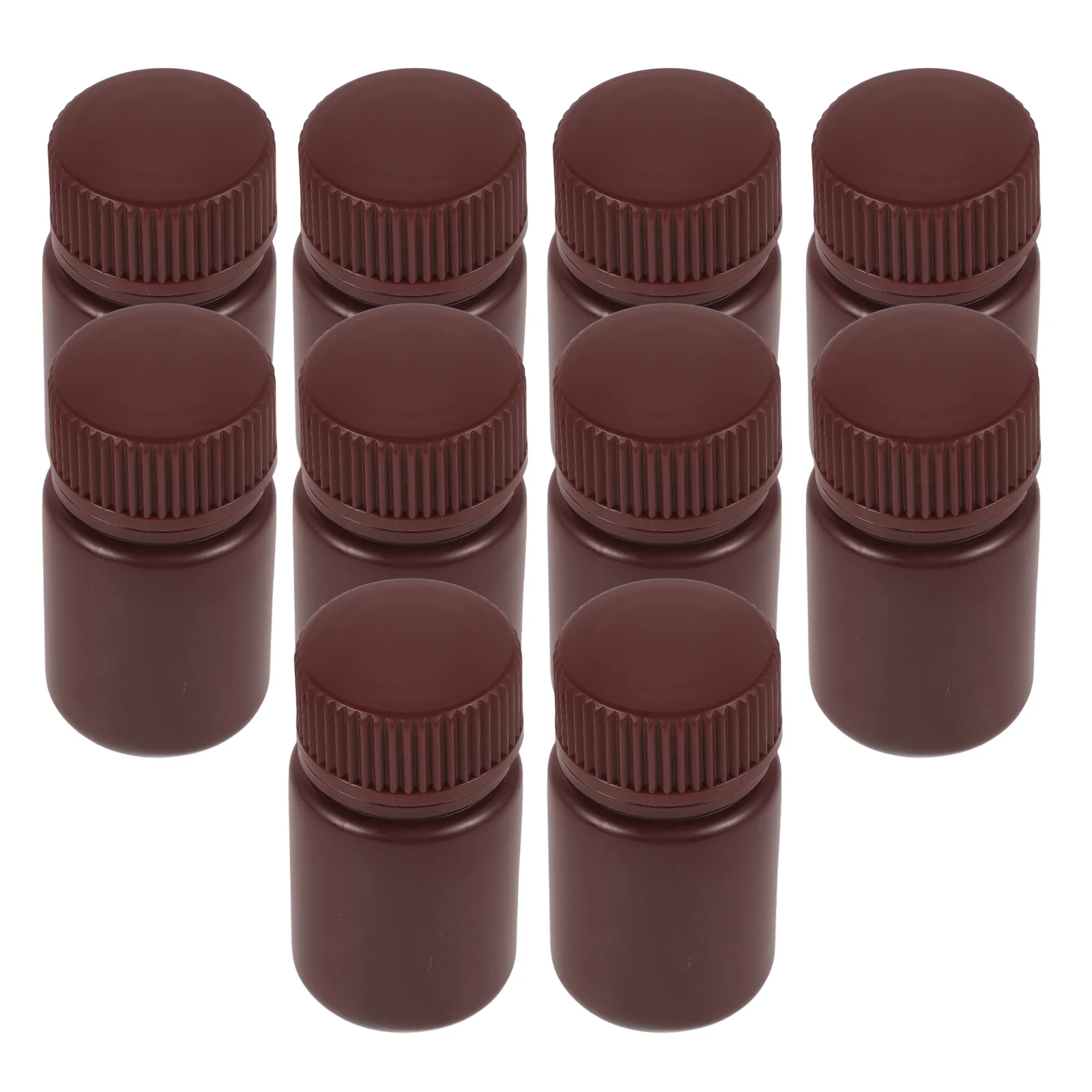 

10pcs Brown Lightproof Plastic Bottles Reusable Laboratory Sample Containers with Lids for Chemical Storage