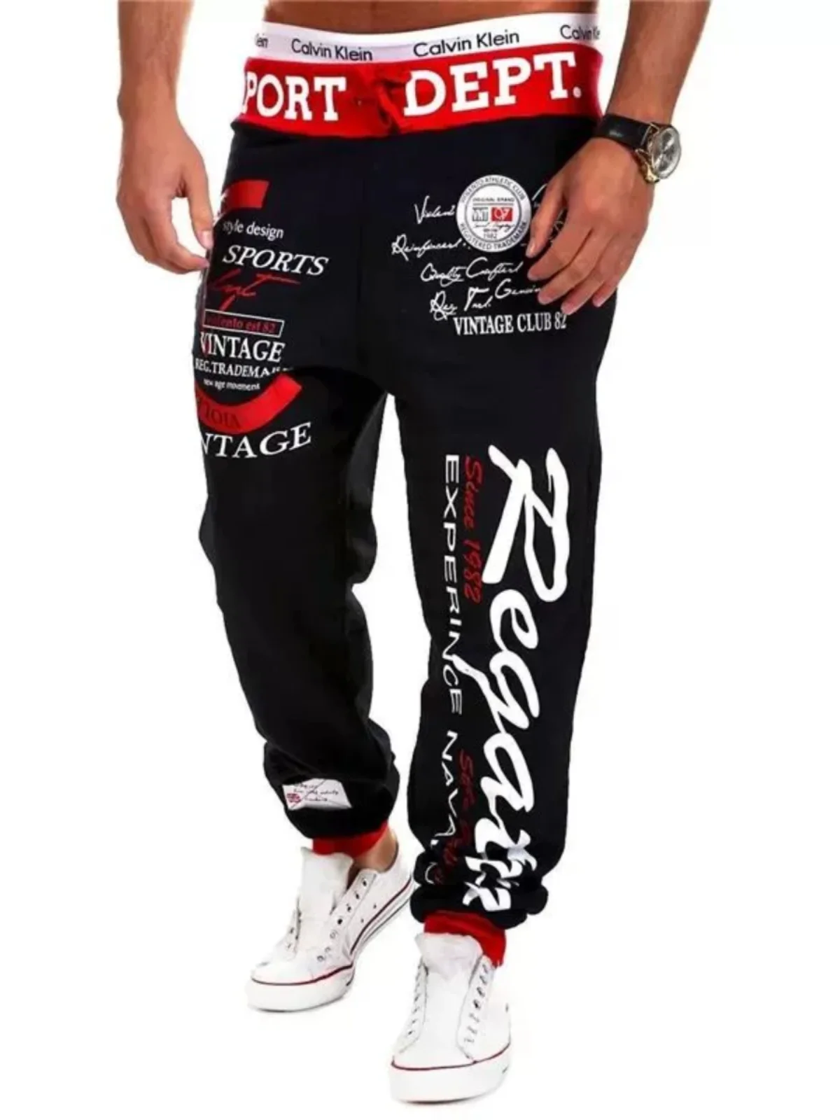 Combinaison de sport imprimée coupe ample, motif de lettres, ensemble de vêtements de sport décontractés, sweat-shirt Long et pantalon Long pour jeunes hommes