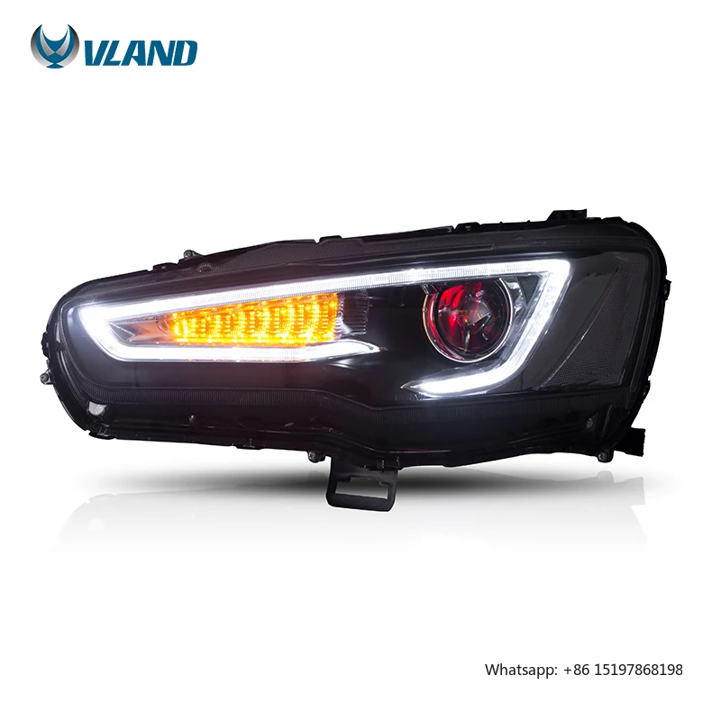 

VLAND Factory for Car Headlight for LANCER LED Head Light for 2008 2009 2010 2013-2018 Head Lamp with Demon Eyes for LANCER