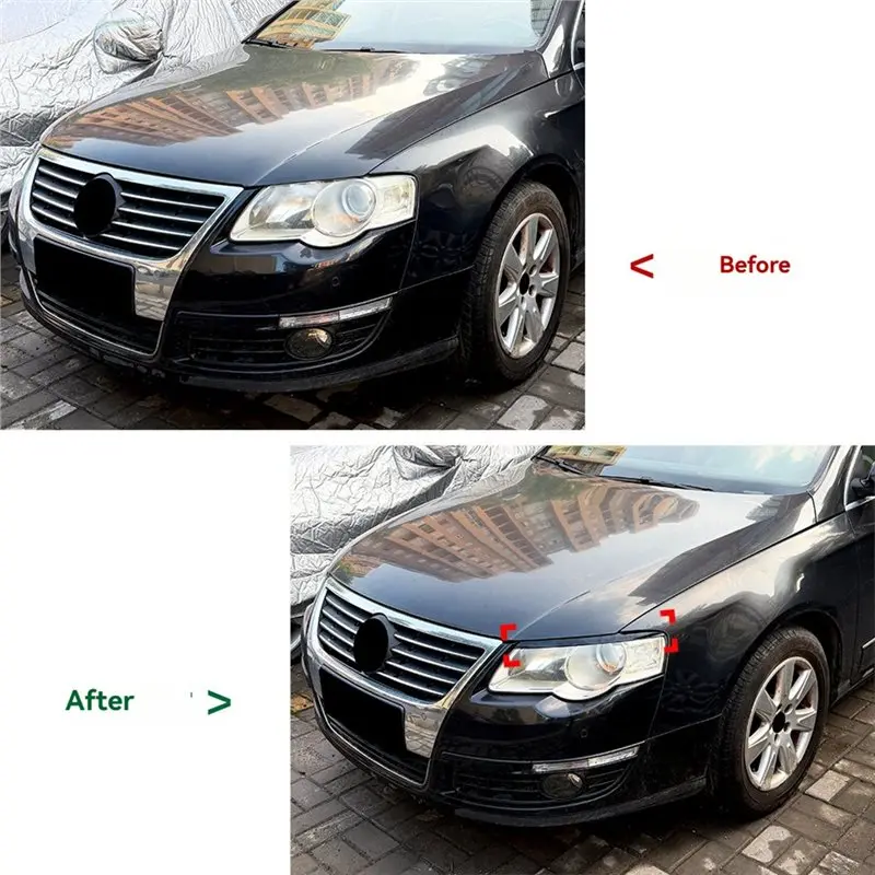 For VW Passat B6 2005-2010 Headlight Eyebrow Trim Eye Lid Cover Sticker Accessories-X59A