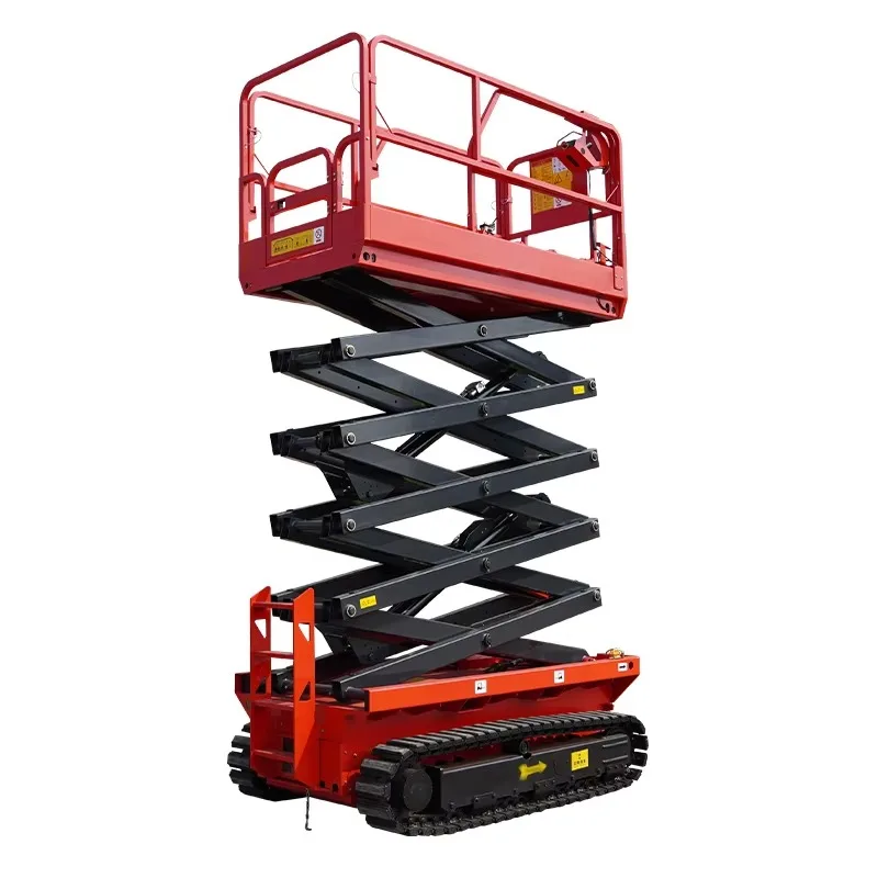 10m Load Capacity 320kg Self-Propelled Tracked Mobile Scissor Lift Aerial Working Platform Lifting Table Crawler Scissor Lift