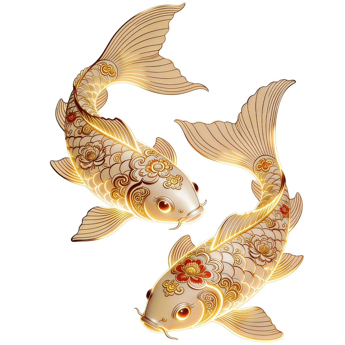 1pc  Golden Koi Fish Waterproof Vinyl Stickers, Self-Adhesive Decals for Car, Motorcycle, Laptop & Smooth Surfaces