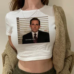i am dead inside The Office goth trashy 2000s crop top Female Harajuku Kawaii cute clothing