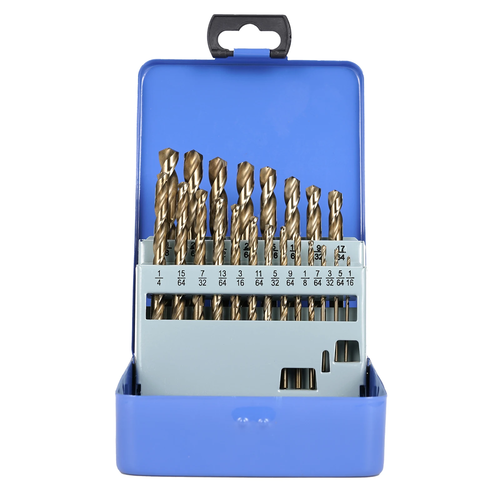 Juego de 21 brocas de cobalto de 1/16-3/8 pulgadas M35 HSS-Co Twist Jobber longitud para metal endurecido, hierro fundido, acero inoxidable y madera