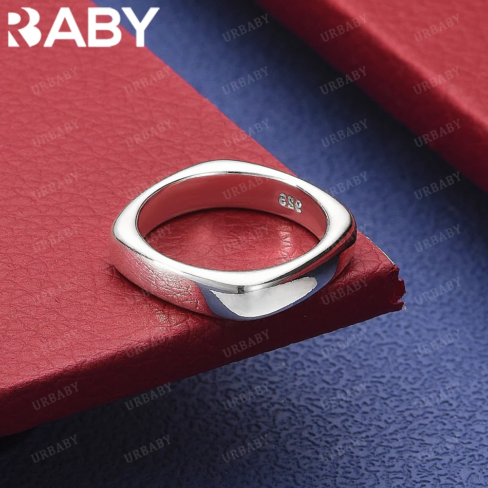

URBABY 925 Sterling Silver Square Ring Fashion Jewelry Charm Grace Noble Wedding Accessories
