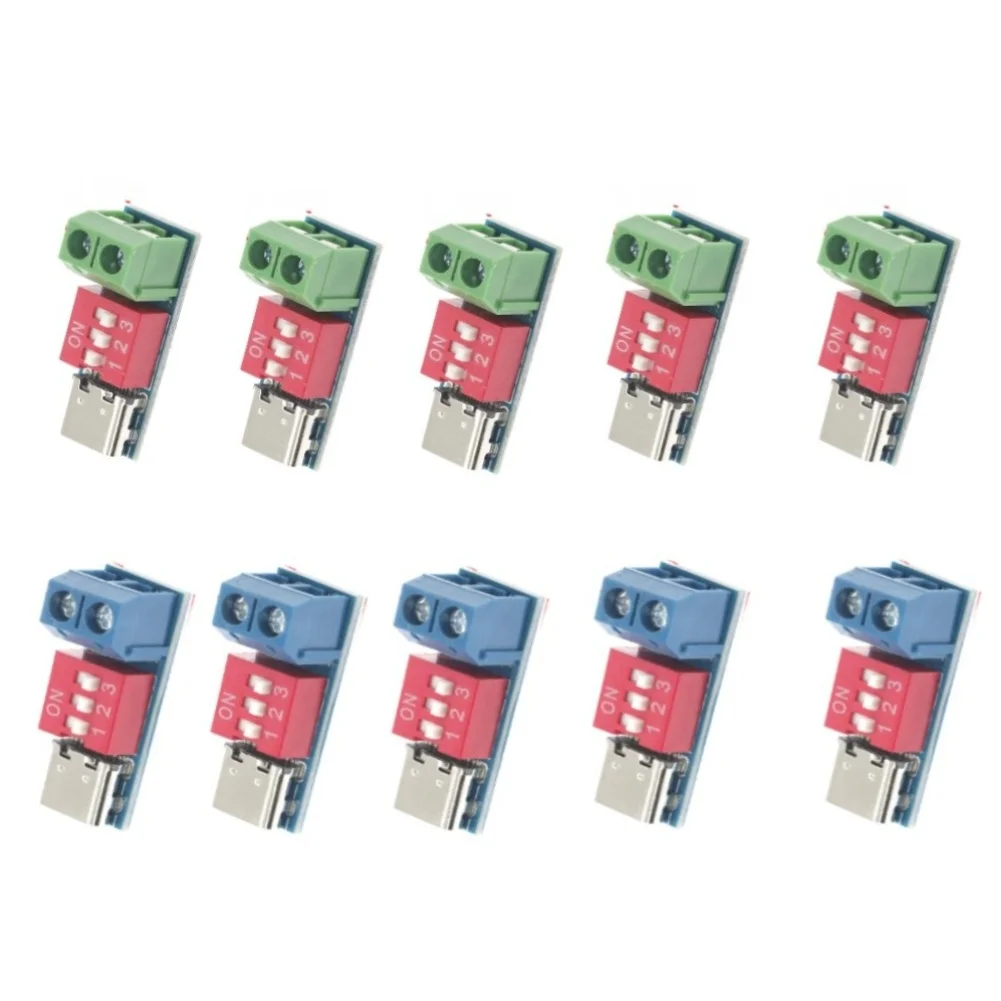 10pcs Programmable Power Trigger Module for USB C For PD2.0 For PD3.0 Fast Charging with DIP Switch Based Voltage Selection