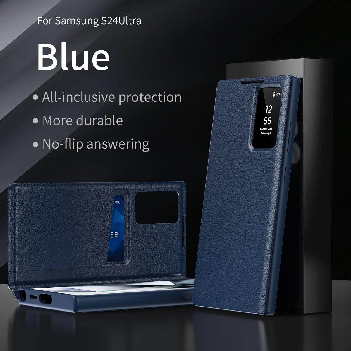 Funda de ventana transparente con pantalla inteligente para Samsung Galaxy S25 S24 S23 S22 Ultra 25 Plus, funda Original de cuero PU con bolsillo para tarjetas