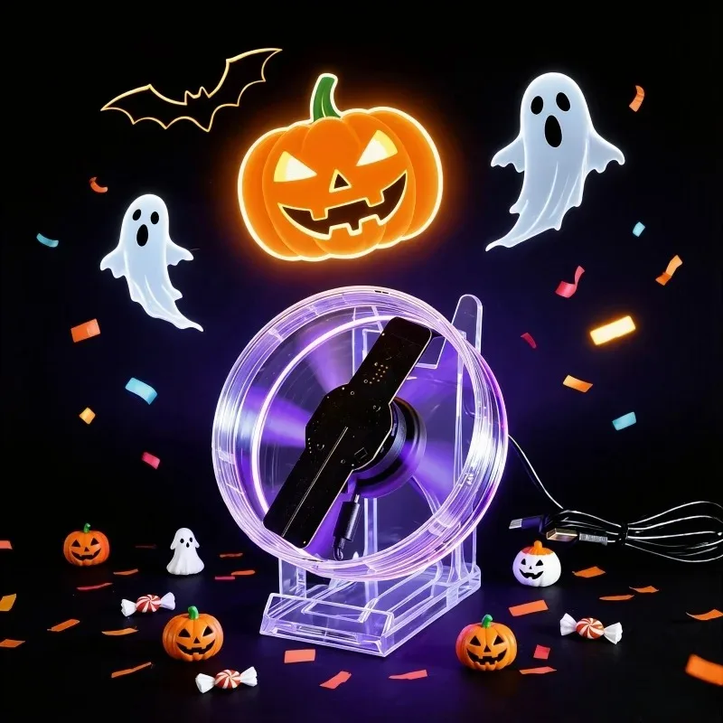 Mini 3D Hologram Projector Fan Advertising Display APP WiFi Bluetooth Speaker for Shop Party Holiday Table Decoration