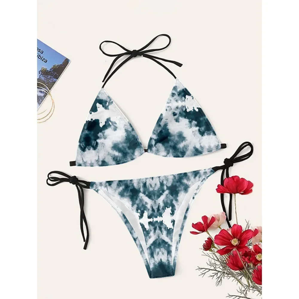 Women Sexy Bikini Sets ​​​Psychedelic Cupshe Watercolor High Waist Quick Dry Beachwear Pool Essential Micro Bikini Swimsuits
