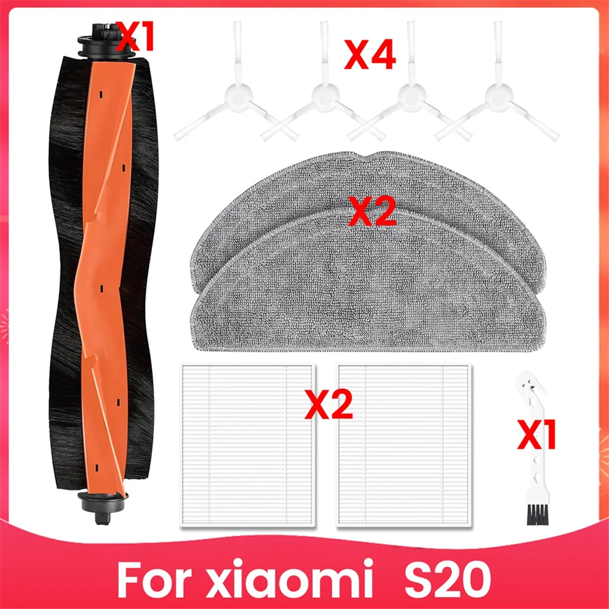 BISMZ Für Xiaomi S20 Roboter Staubsauger Ersatzteile Wichtigsten Seite Pinsel Hepa-Filter Mopp Tuch Zubehör