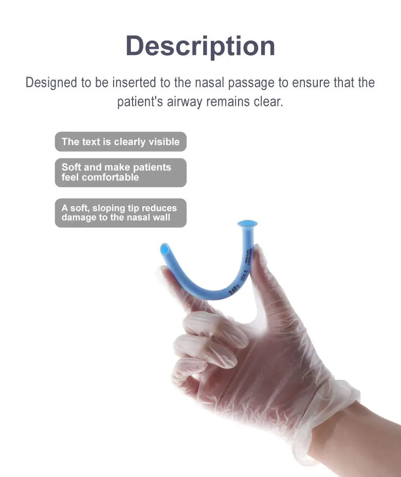 

3.0-8.5mm Blue Nasopharyngeal Airway Medical Disposable Sterilized Nasal Airway Emergency Airway Nasal Pharyngeal Duct