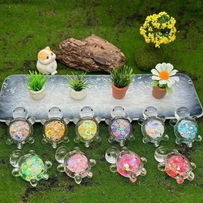 Im Dunkeln leuchtende Harz-Schildkrötenfiguren, leuchtende bunte Schildkröten-Dekoration, Miniatur-Ornamente für drinnen und draußen, Haus & Garten – Detail 6