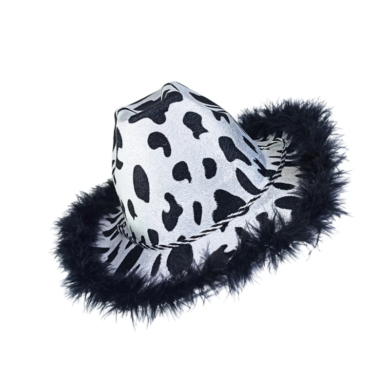 Stylish Party Hat Decorative Cow Print Unisex Party Hat for Live Show