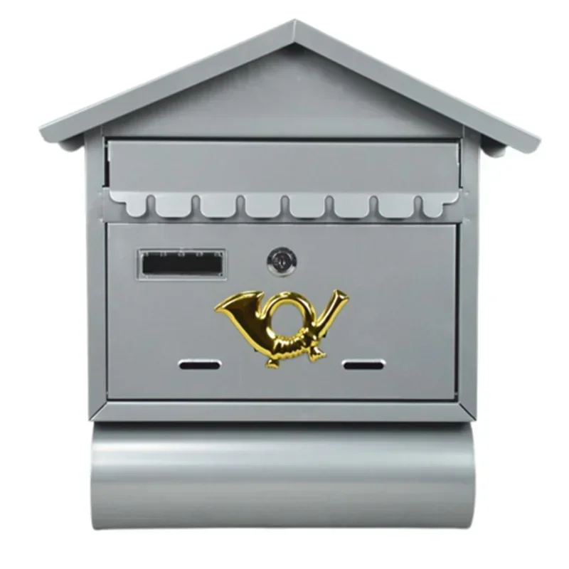 Outdoor Metal Retro Rustic Mailbox Home Office Newspaper Magazine Letter Box Wall Mounted Lockable Post Box Rustproof Drop Box