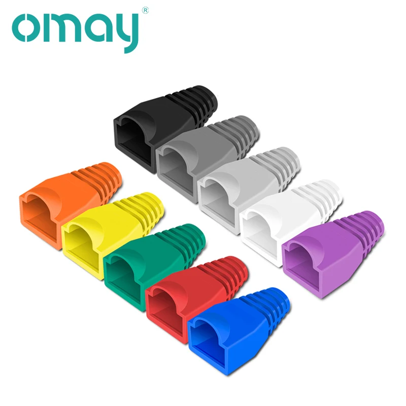 RJ45 Connector CAT6 CAT5e Connector Protective Cover Adapter Cap Ethernet Network Cable Plugs RJ45 Cat5/6 10 colour Sleeve