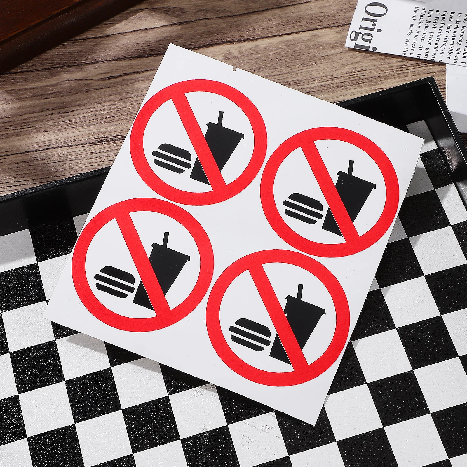 

4 Pcs No Eating Drinking Stickers Vinyl Decals Indoor Outdoor PVC Simple Design Warning Labels Restaurant Signs No Food
