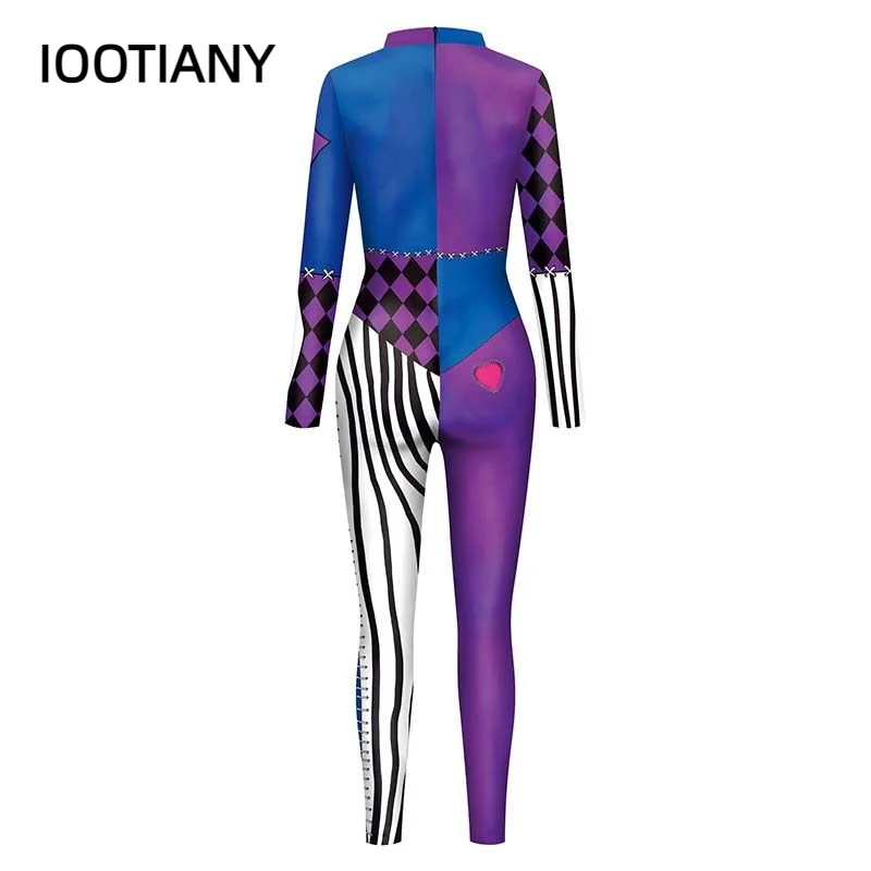 Косплей Хэллоуин клоун шоу 3D принт женский сексуальный узкий комбинезон карнавальные костюмы для косплея боди вечерние комбинезоны monos mujer
