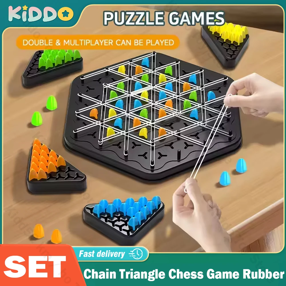 Juego de ajedrez con cadena triangular para niños, juguetes educativos de ejercicio, juego de clavija interactivo, juego de mesa con gafas