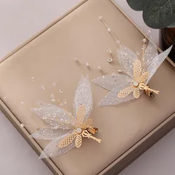 YZYmanualroom Headwear Fairy Wind Hairpin Crystal Butterfly Diamondencrusted Net Yarn Hair Accessories