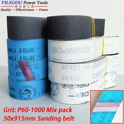 Bande de ponçage 50x915mm, 5 pièces Écran de ponçage au carborundum pour le métal, 2 po x 36 po Bandes abrasives avec grain 60, 915 Mix Pack, 1000