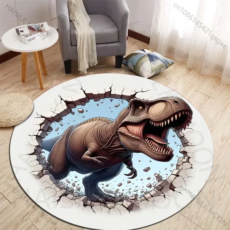 

HD 3D Круглый коврик с динозавром — ковер для детской комнаты для спальни или гостиной — нескользящий напольный коврик, домашний декор для игровой комнаты на тему динозавра