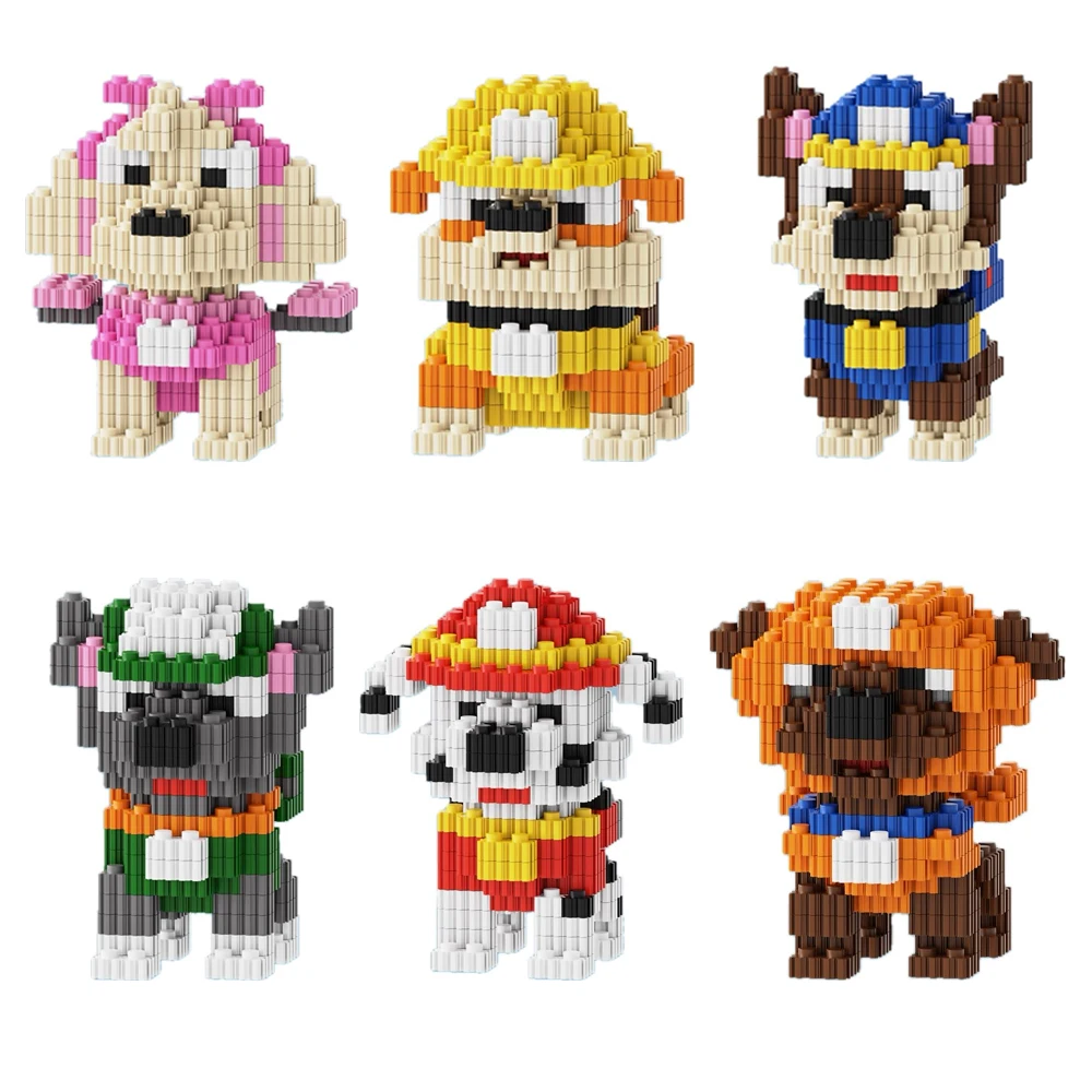 6 Styles Little Dogs Cartoon Cute Pet Small Building Block Animation Figure Image Model Children's Assembly Bricks Toys Present