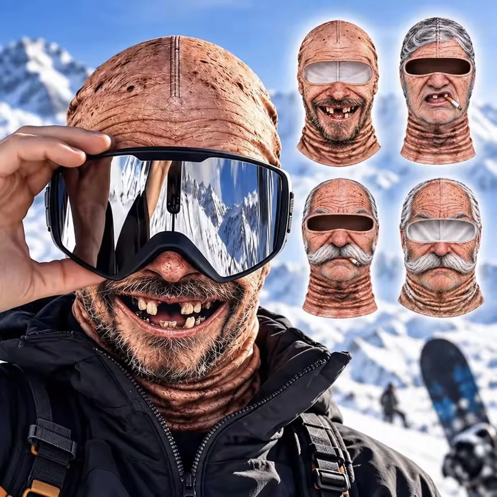 Hot Realistic 3D Printed Ski Mask Balaclava Fleece Lined Thick Winter Full Face Cover Neck Coverage Ice Silk Motorcycle Fun Mask