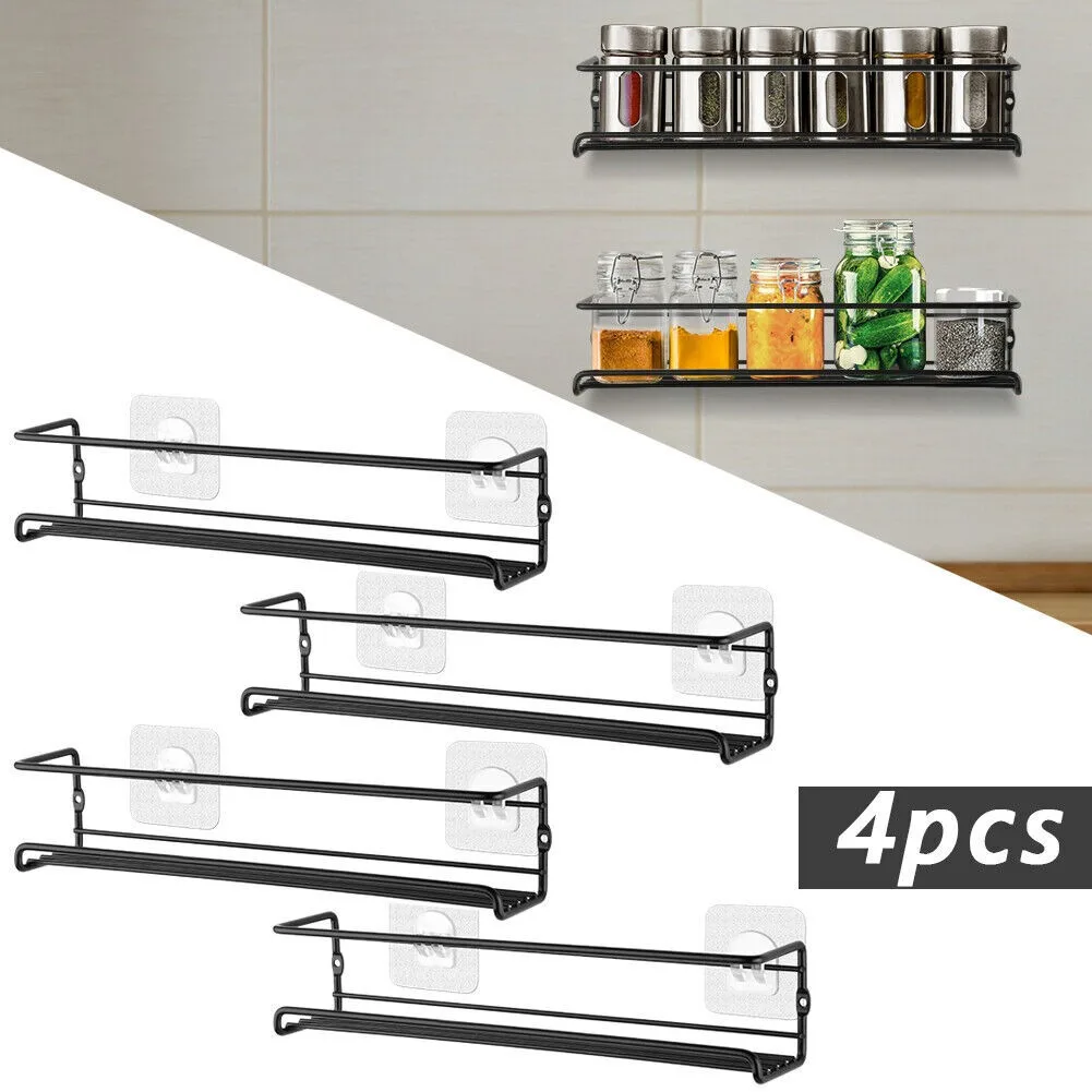 

Набор из 4 стальных полок для специй: настенные, дверные, для кухонных шкафов и кладовок