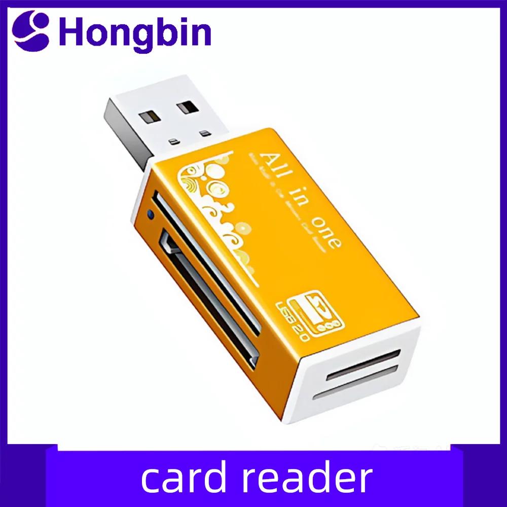 Lector de Tarjetas de Aleación con 4 Puertos USB 2.0, Adaptador de Tarjetas de Memoria Micro SD, TF, M2, MS Pro Duo, MMC, SDHC, DV para Teléfono y Cámara con Indicador LED