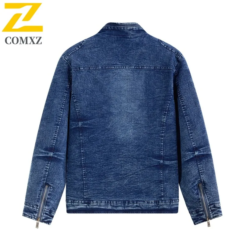 COMXZ trendy American jacket with a motorcycle style exudes sense of high-end fashion in autumn and is a retro men cotton jacket