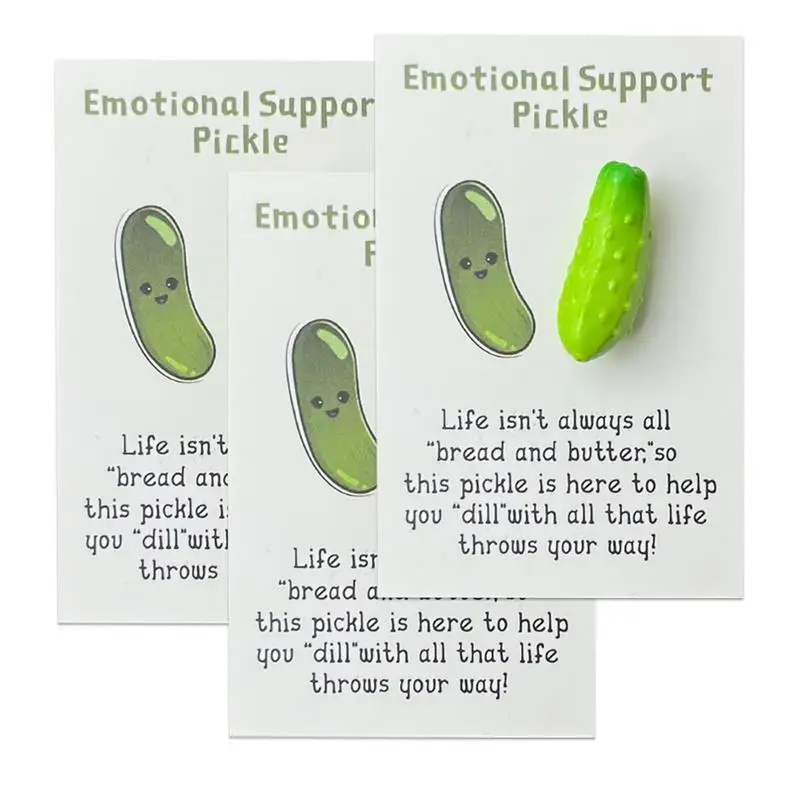 Pocket Hugs Greeting Cards 3X Pickle Positive Hug Token Card Emotional Support Hug Token Little Resin Pocket Hug Card For