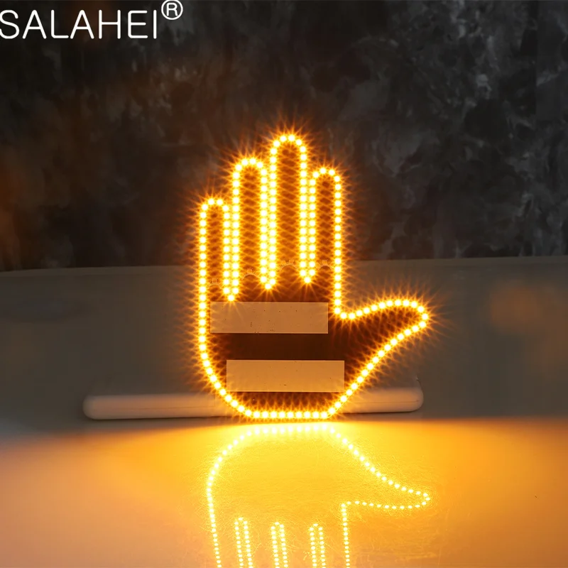 Funny Car Middle Finger Light with Remote Road Car LED Hand Gesture Sign Light Funny Warning Light with Remote for Rear Window