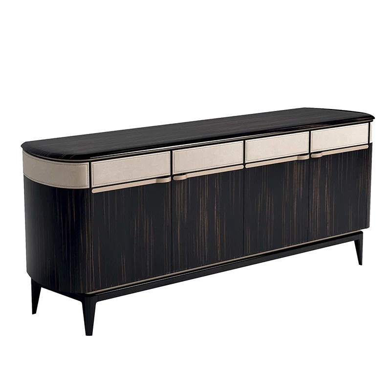

Italian light luxury dining side cabinets, post-modern black sandalwood baking paint, household Hong Kong-style h