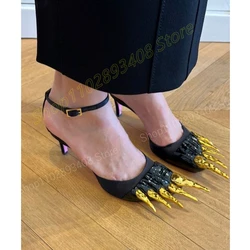 Gold Split-toe Fingers Design Pumps Novelty Stiletto High Heel Runway Style Fashion Women Shoes 2024 Summer Zapatos Para Mujere