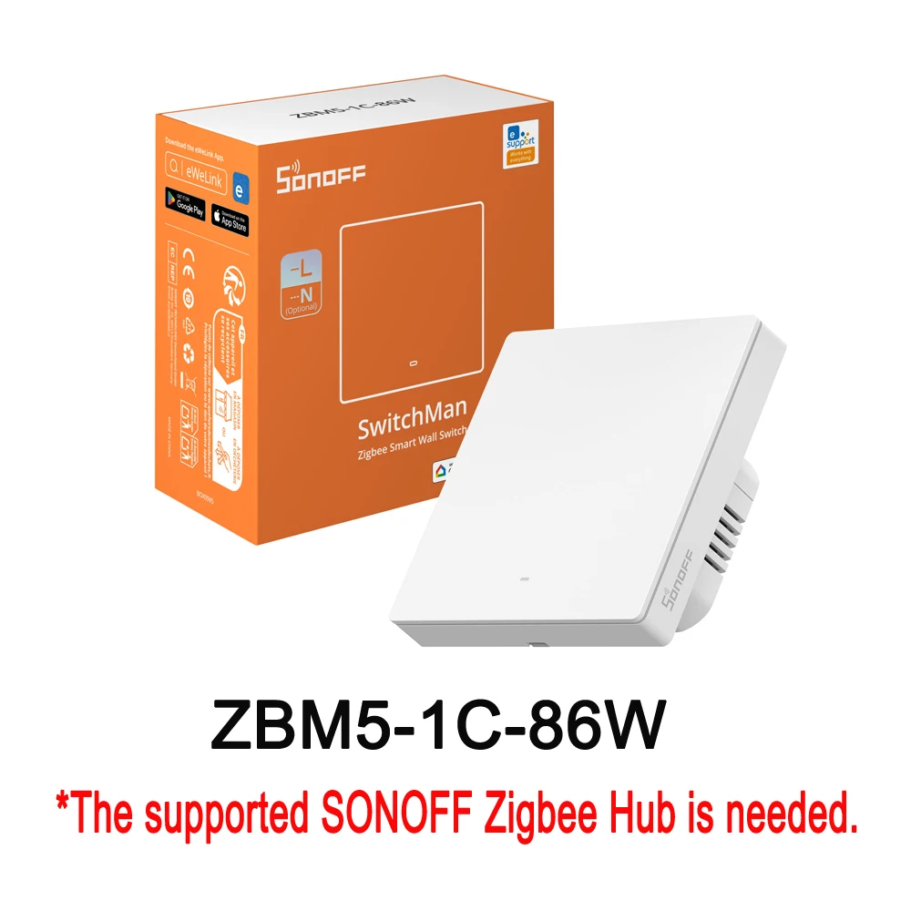 SONOFF ZBM5 80/86/120 Type Zigbee Smart Switch Ondersteunt Geen Nulleider en Nulleider Loskoppelbare Relaismodus Werkt met Home Assistant