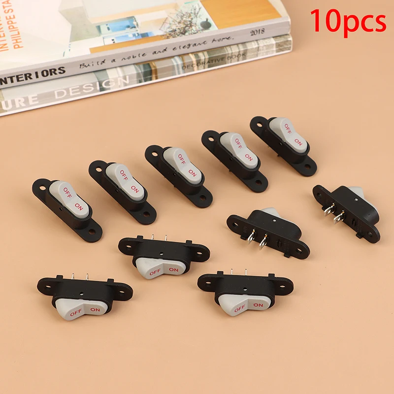 {NN72} 10 Pcs White 2 Pin Light ON/OFF Boat Button Switch 2 Pin 2 Speed 250V 6A AC AMP 125V 10A Electric Wok Home Start Switches