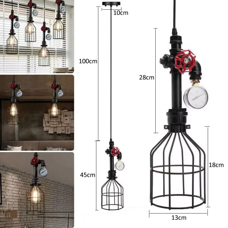Loft American Retro single head Pendant Lamp Industrial Wind Iron Cage Chandelier Restaurant Bar Porch Corridor Droplight ﻿
