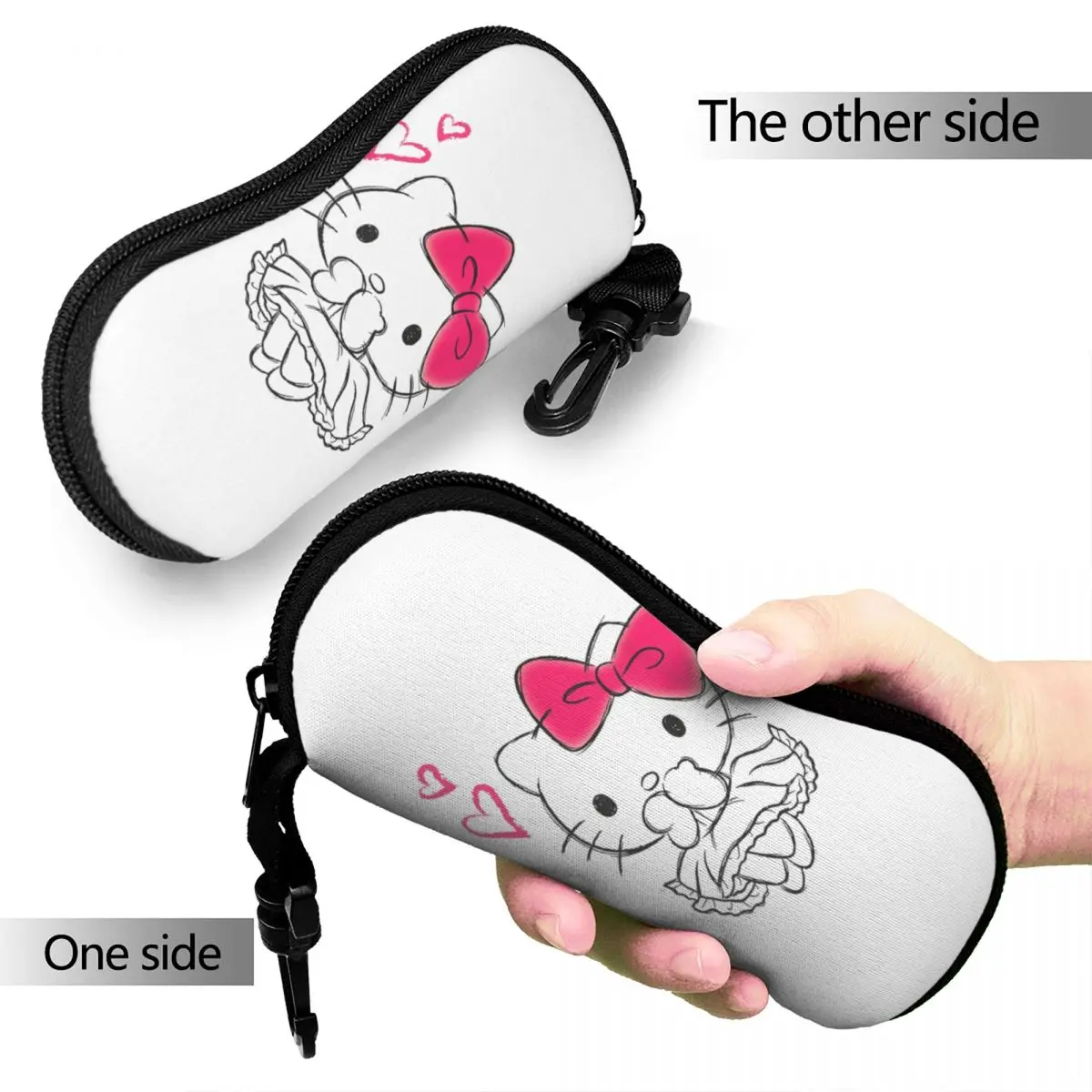 Hello Kitty Girly Hearts Glasses Case Printing Zipper Glasses Storage Box Ultra Eyewear Container