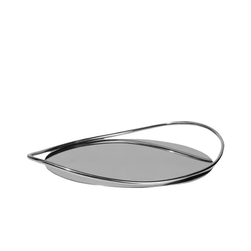 

Oval wood stainless steel tray, afternoon coffee table coffee cup light luxury high-end mirror metal aromatherapy