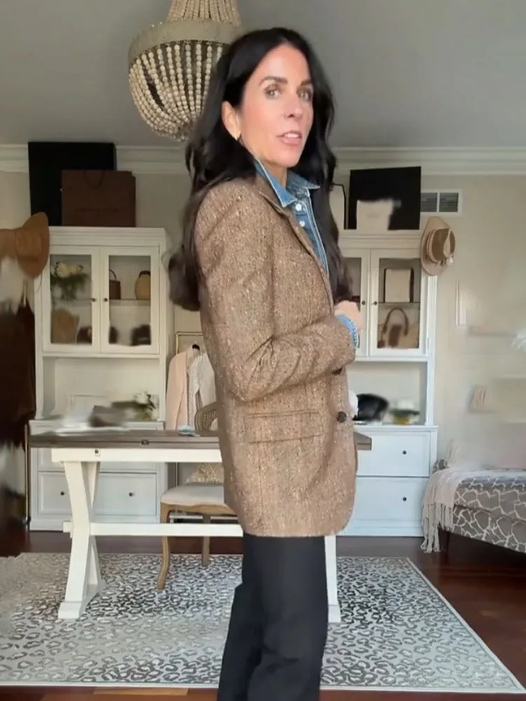 

HH зимние новые модные женские пальто, однотонные однобортные женские уличные пиджаки с отложным воротником и длинными рукавами и карманами