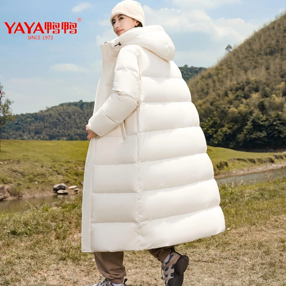 YAYA 2024 Women\'s Duck Down Jacket Hooded For Couples Dustfree Waterpr Ladies&Gentleman Winter Long Thick Overcoat Padded Parka