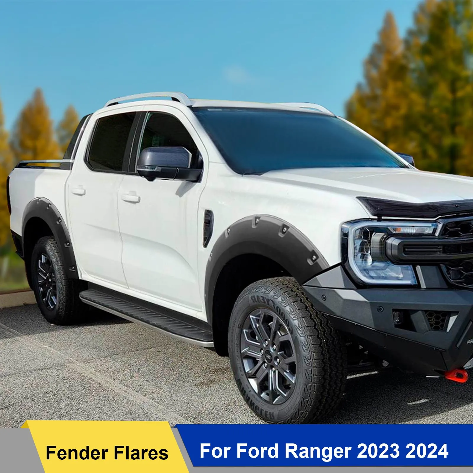 

Matte Black Wheel Eyebrow Protector Fender Flares For Ford Ranger T9 2023 2024 Wildtrak Next-Gen Accessorie Double Cab Product