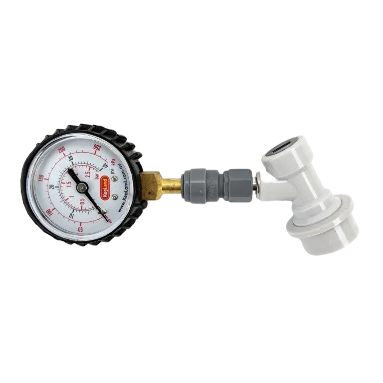 KegLand Homebrew Adjustable Pressure Valve   8mm 5/16 Push-in Gauge 0-15psi and 0-40psi   Beerbrewing