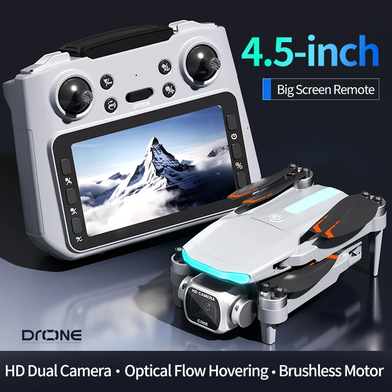 M7 Foldable Drone with Brushless Motor, Optical Flow Positioning, HD Dual Camera, Screen Remote Control FPV Quadcopter