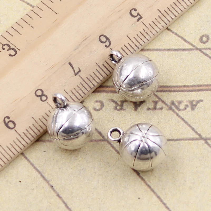 5 szt. Charms 3D piłka nożna do koszykówki siatkówka 15x11x11mm tybetańskie srebrne wisiorki antyczna biżuteria wykonanie ręcznie robionego rękodzieła
