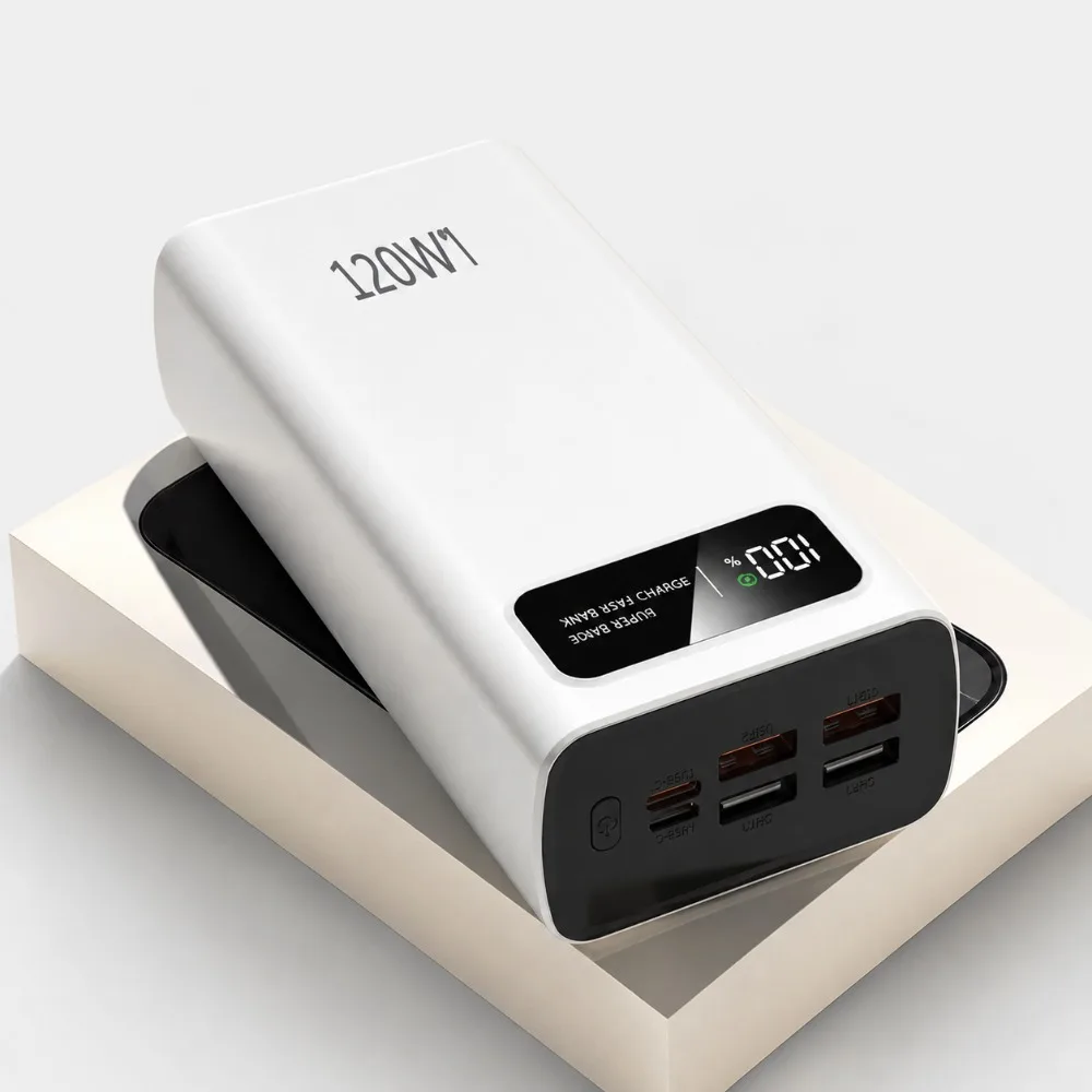 60000mAh High Capacity Popular External Battery 120W Super Quick Charge PD Fast Flash Charge Thin Compact Portable Power Supply