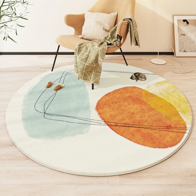 

Vikama Luxury-Style Round Synthetic Cashmere Soft Floor Covering, Ideal For Winter Decor In Living Room And Children's Room