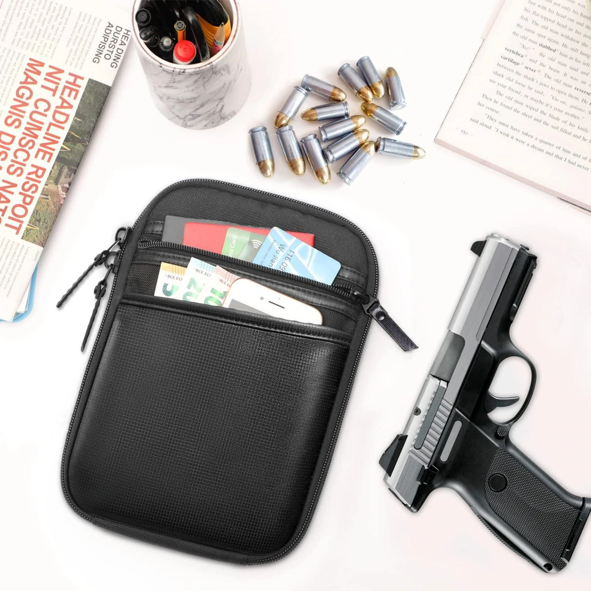 

Concealed Carry Gun Pouch, Soft Pistol Case Fanny Pack Waist Belt Firearm Bag with Holster for Handgun, Air Gun, Men, Women