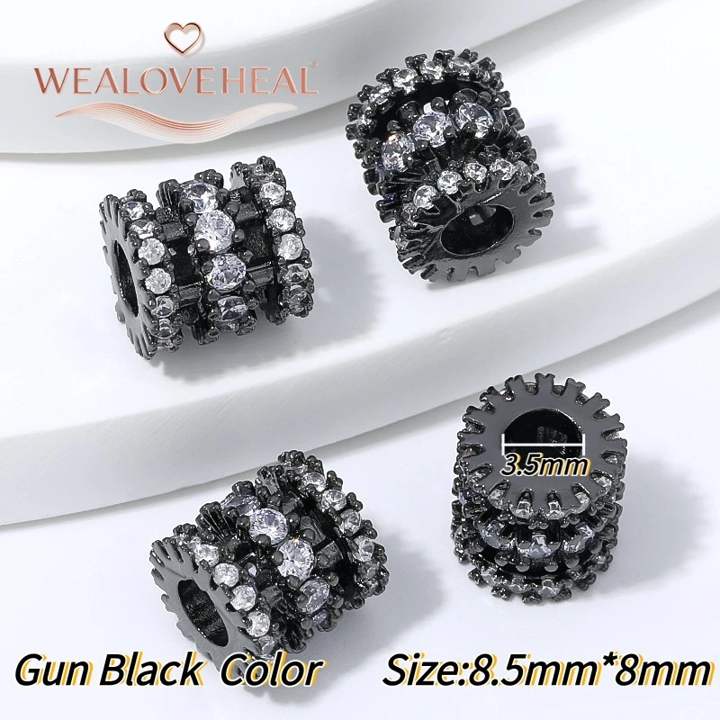 perlen für schmuckherstellung, schmuckherstellung zubehör, 18K vergoldete Messing-Hohlperlen, Olivenperlen-Abstandshalter, mit Zirkonia besetzte Trenner für Perlen, für DIY-Armband-Schmuckherstellungszubehör – Detail 36