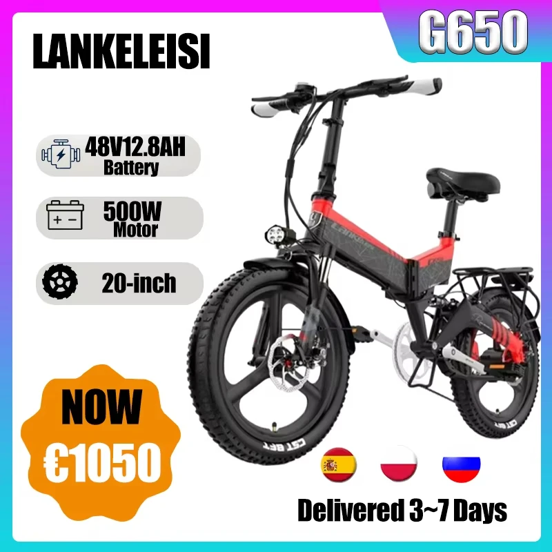 

Électrique G650 de 500W avec Moteur sans Balais, Bicyclette de Montagne avec Batterie au Lithium de 48V, 12,8 Ah, 20 Inopathes